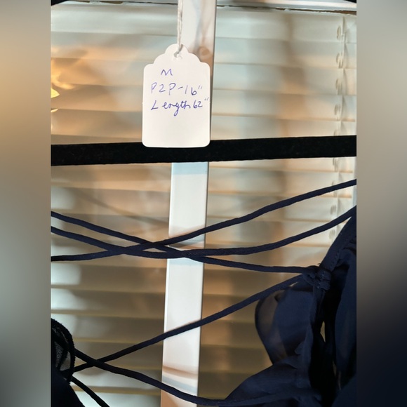 Lulu’s Navy Blue Lace Up Ruffle Maxi Dress-Size Medium - Picture 8 of 12